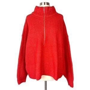 NWT Vince Camuto Crossfire Half Zip Ribbed Knit Oversized Pullover Sweater